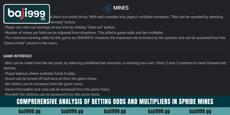 Win Spribe Mines on Baji999 with smart strategies 3 Comprehensive analysis of betting odds and multipliers in Spribe Mines