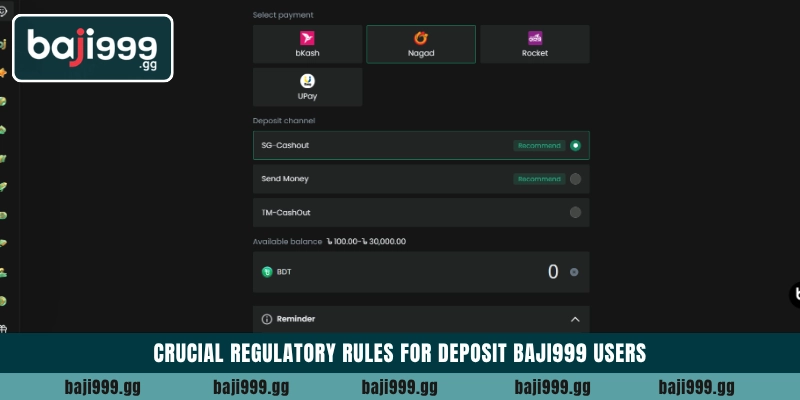 Crucial regulatory rules for deposit Baji999 users