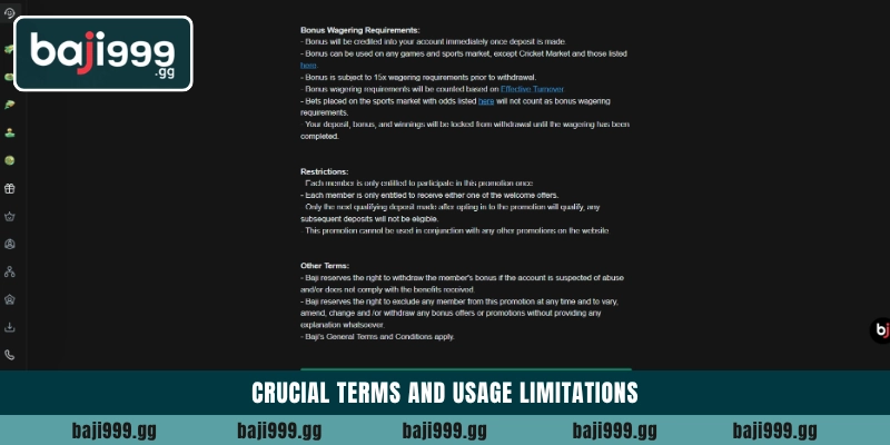Crucial terms and usage limitations