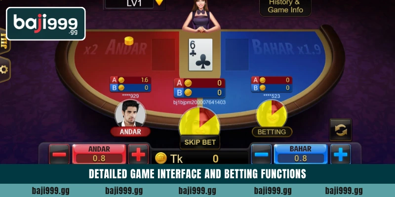 Win Jili Andar Bahar real money on Baji999 platform 5 Detailed game interface and betting functions
