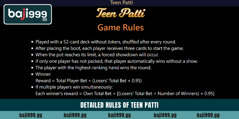 Detailed rules of Teen Patti