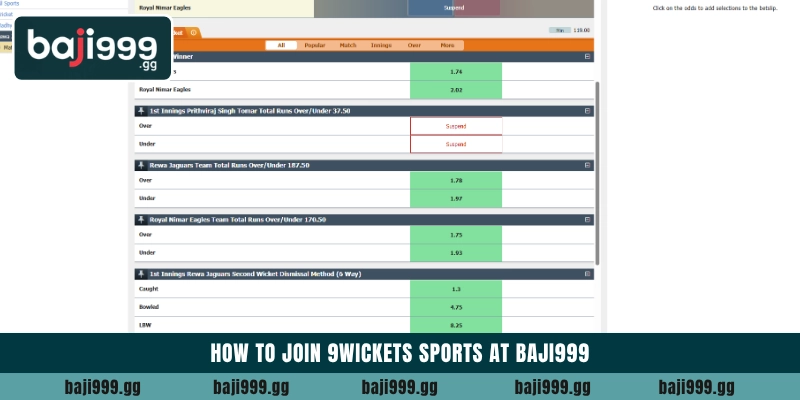 How to join 9Wickets Sports at Baji999