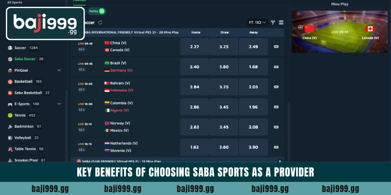 Key benefits of choosing Saba Sports as a provider
