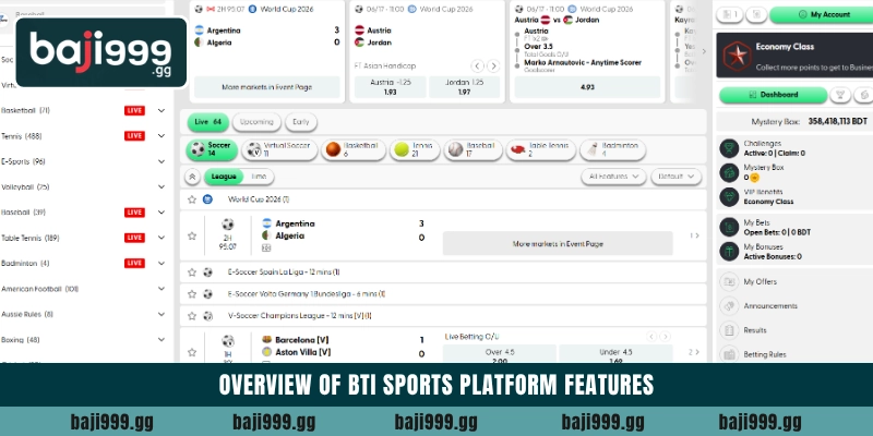 Overview of BTI Sports platform features