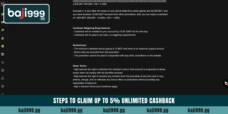 Steps to claim Up to 5% Unlimited Cashback