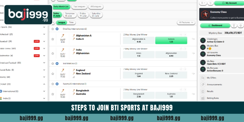 Steps to join BTI Sports at Baji999
